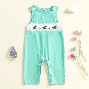 Toddler Baby Duck Plaid Overalls | Adorable Sleeveless Button Strap Jumpsuit